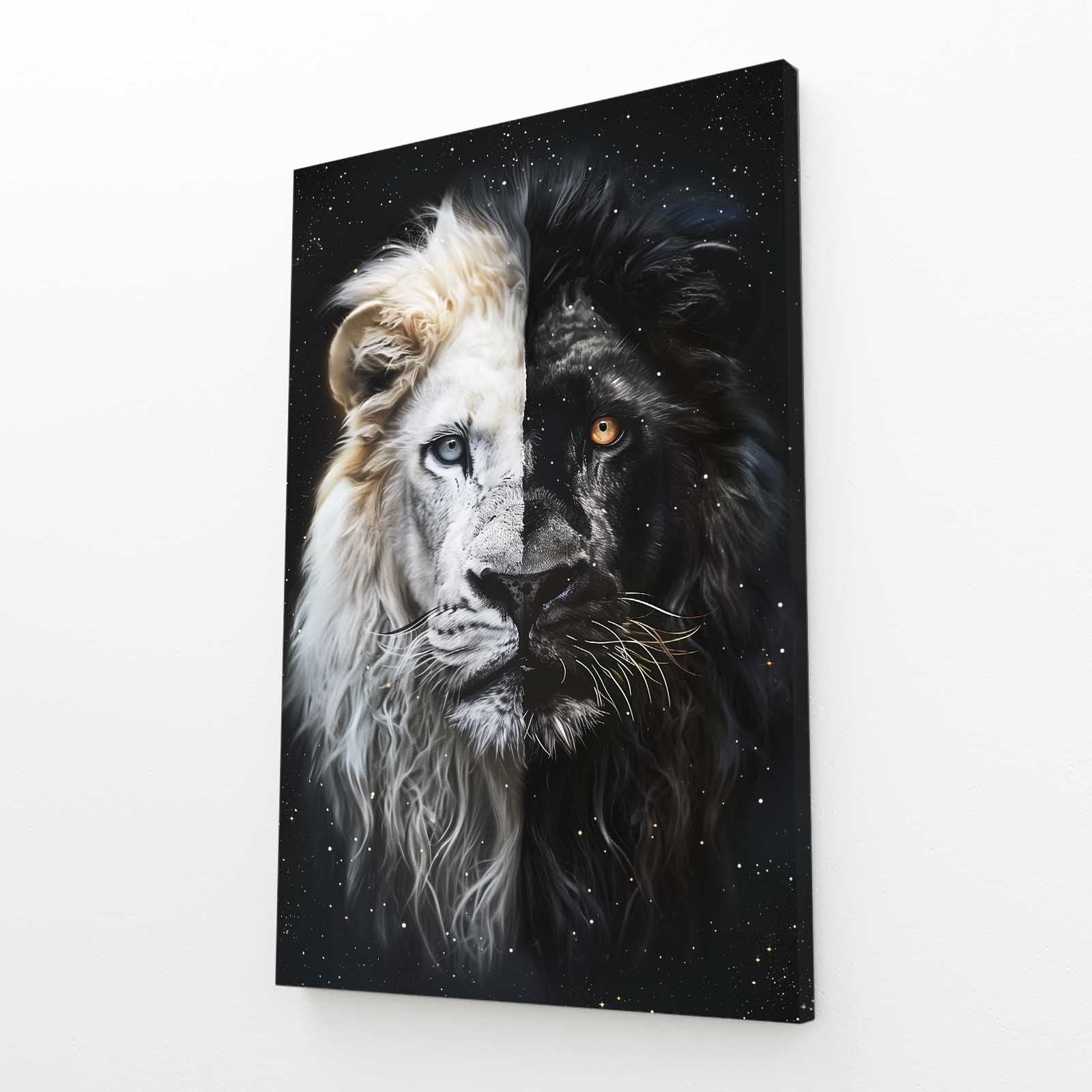 Black And White Lion Canvas