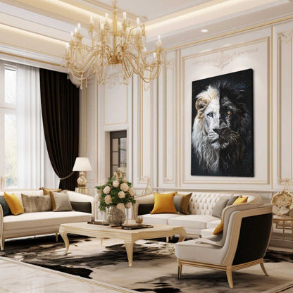 Black And White Lion Canvas