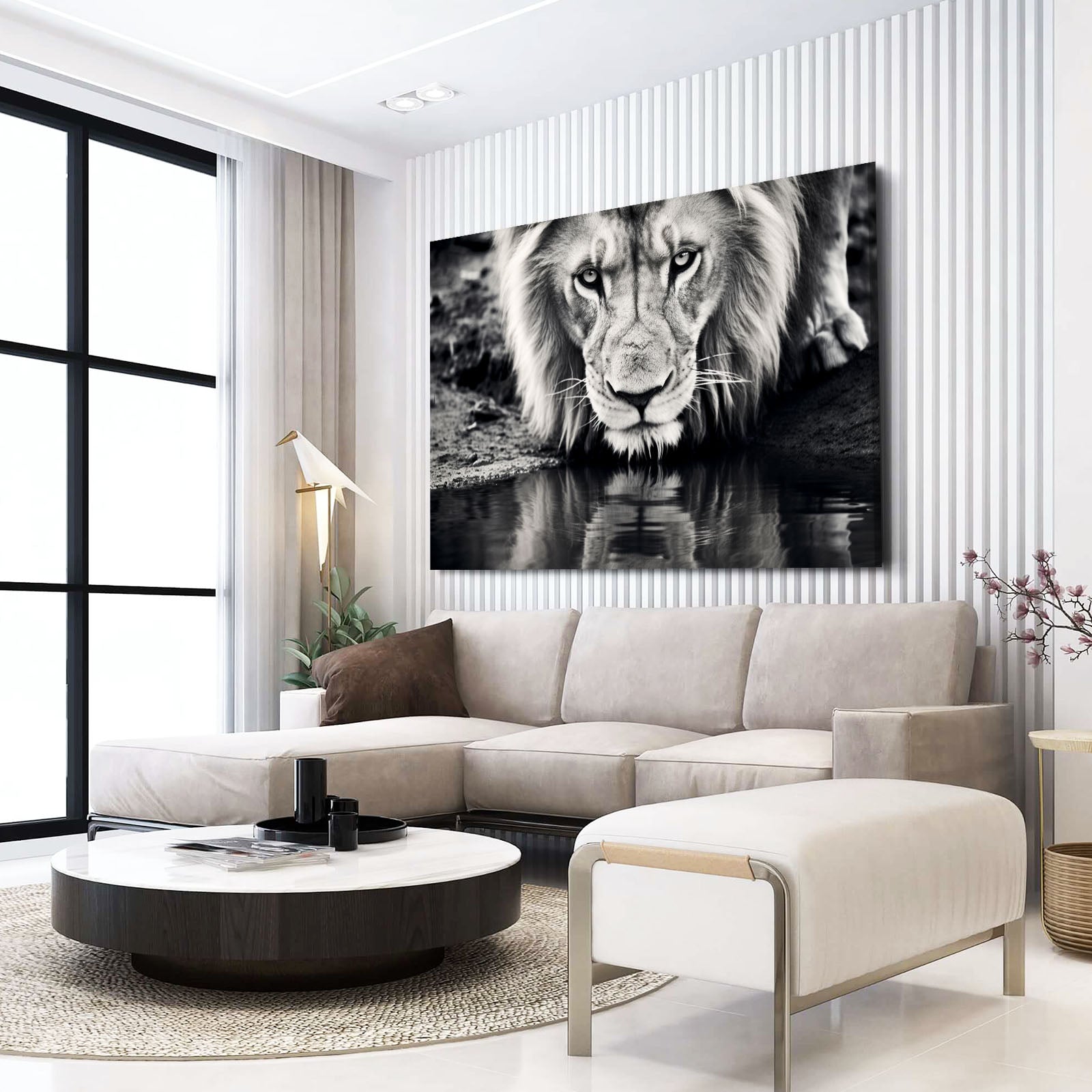Black and White Lion Wall Art