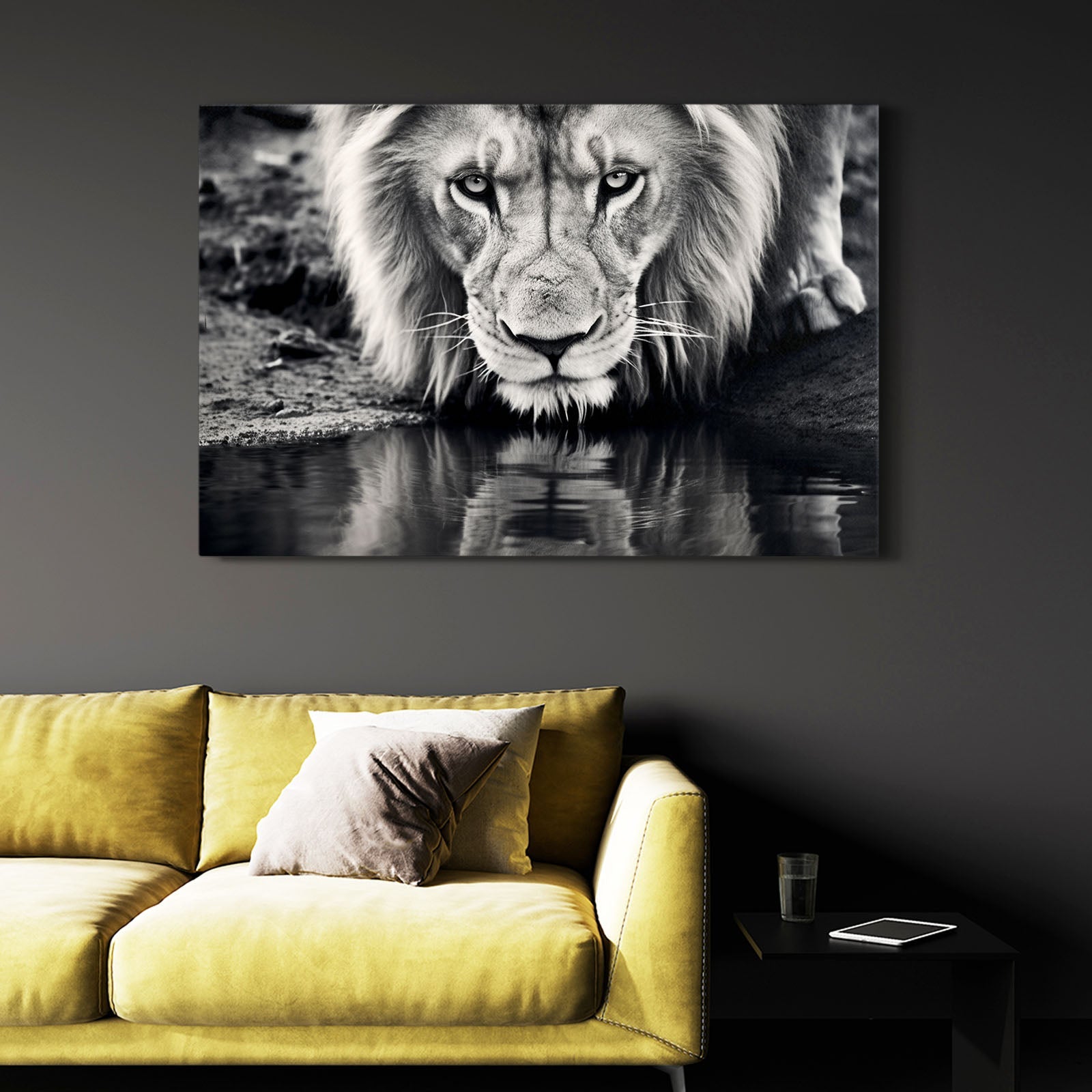 Black and White Lion Wall Art