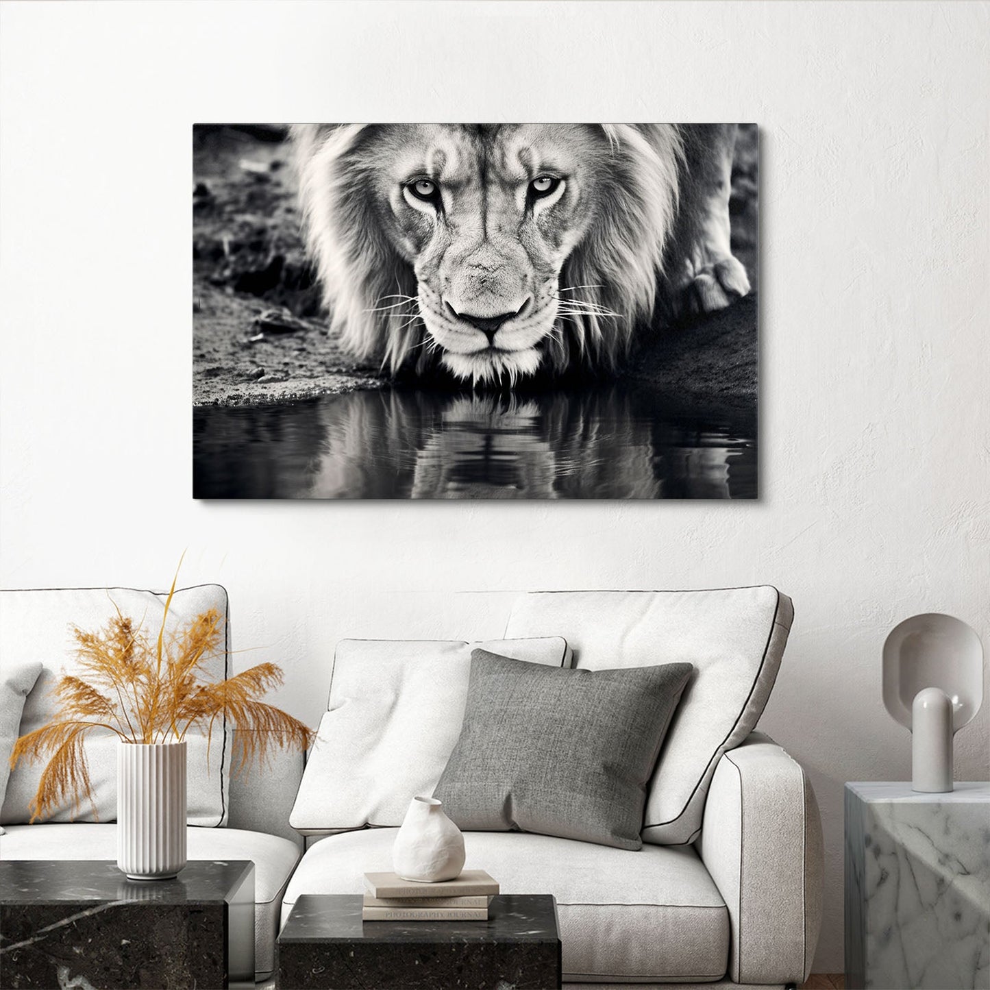 Black and White Lion Wall Art