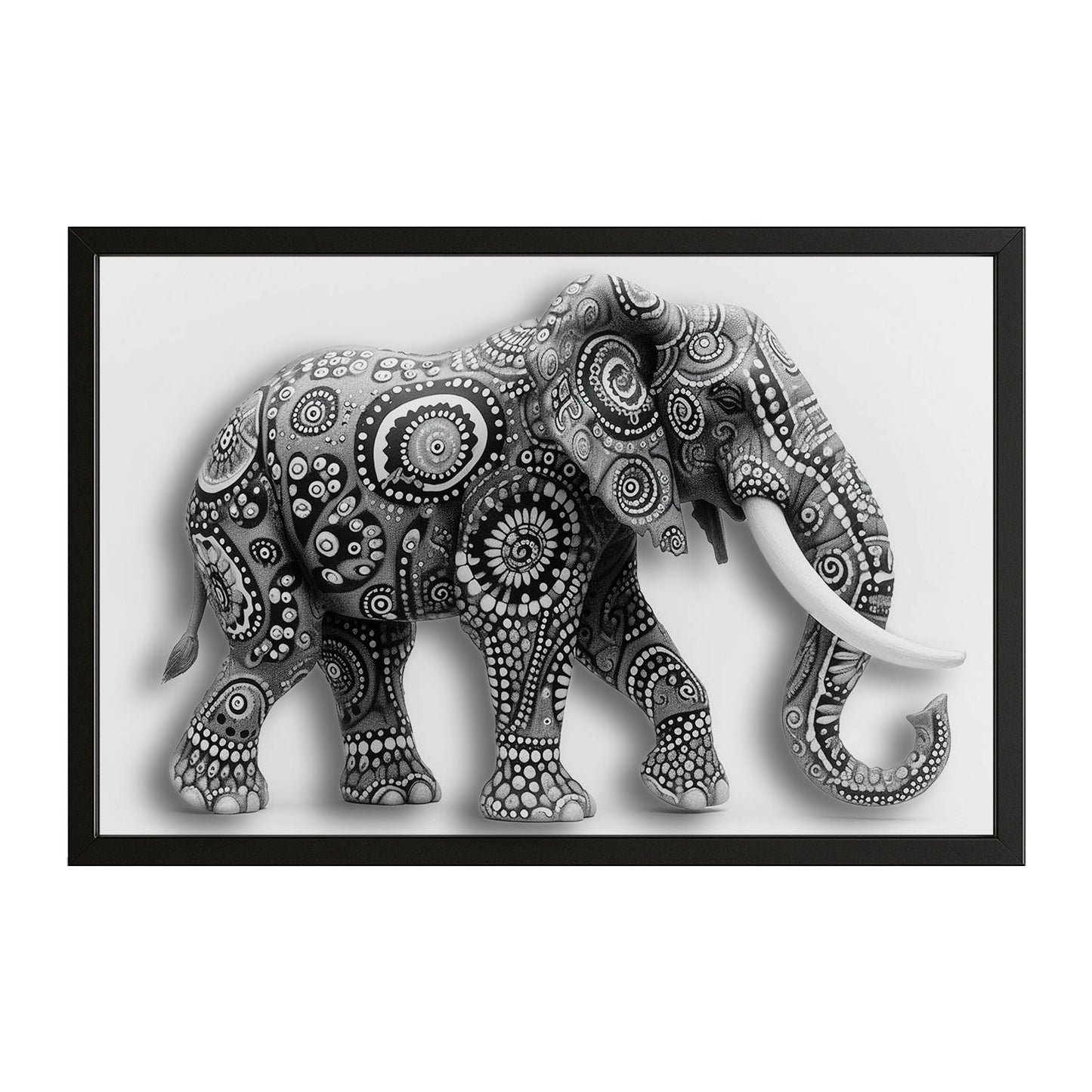 Black And White Patterned Elephant Art