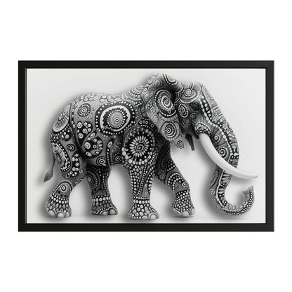 Black And White Patterned Elephant Art