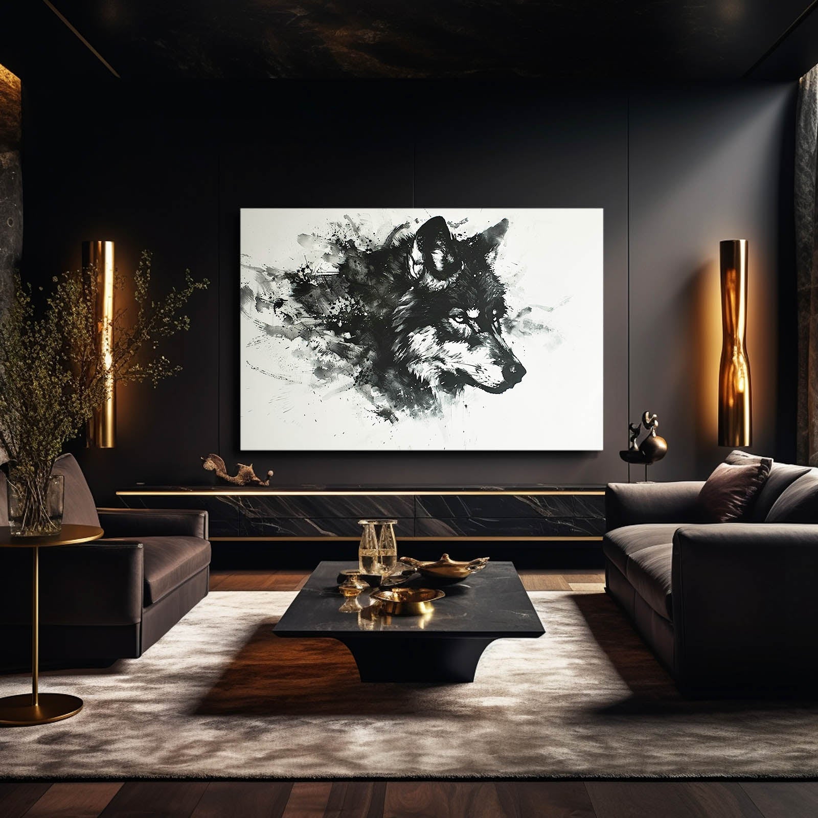 Black And White Wolf Wall Art