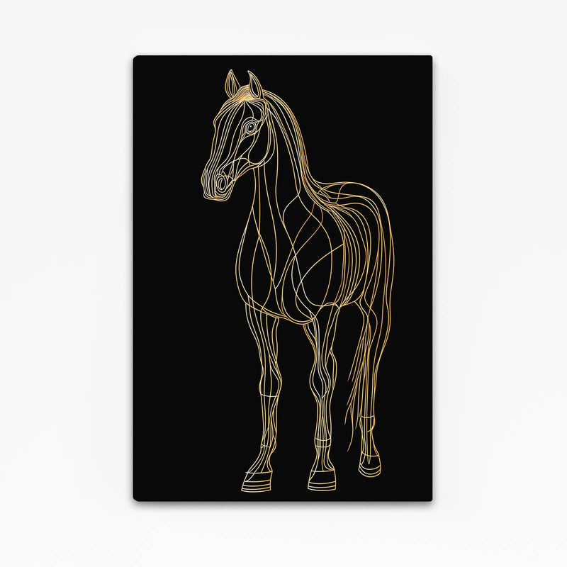 Black Art Deco Horse Artwork – angled canvas view on white background