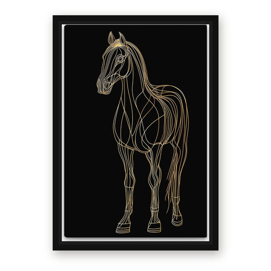Black Art Deco Horse Artwork – with Premium Black wood frame