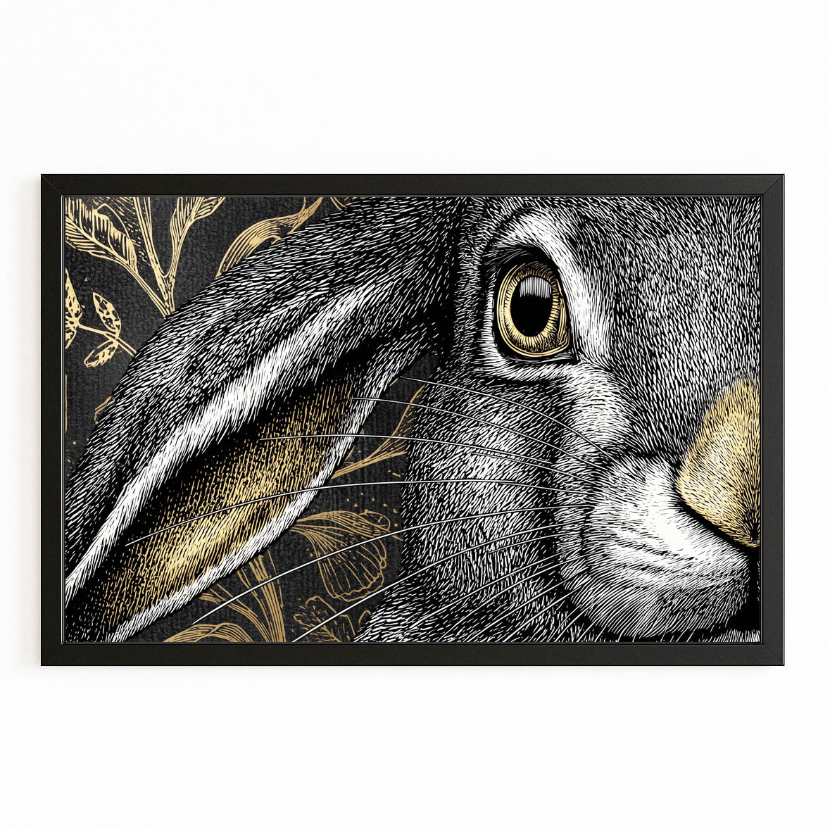 Black Bunny Art – with Premium Black frame on white background