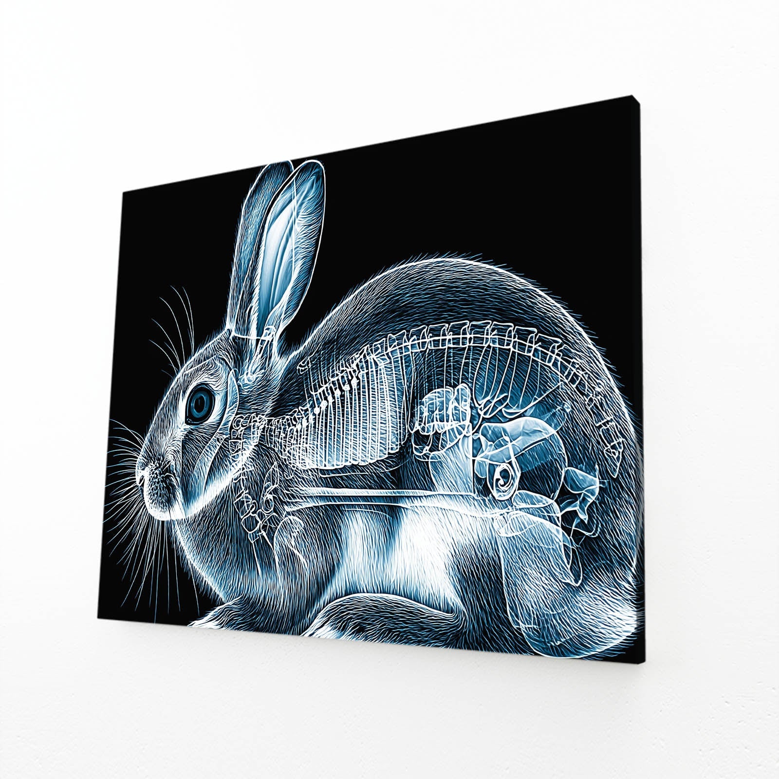 Black Bunny Canvas – angled canvas view on white background