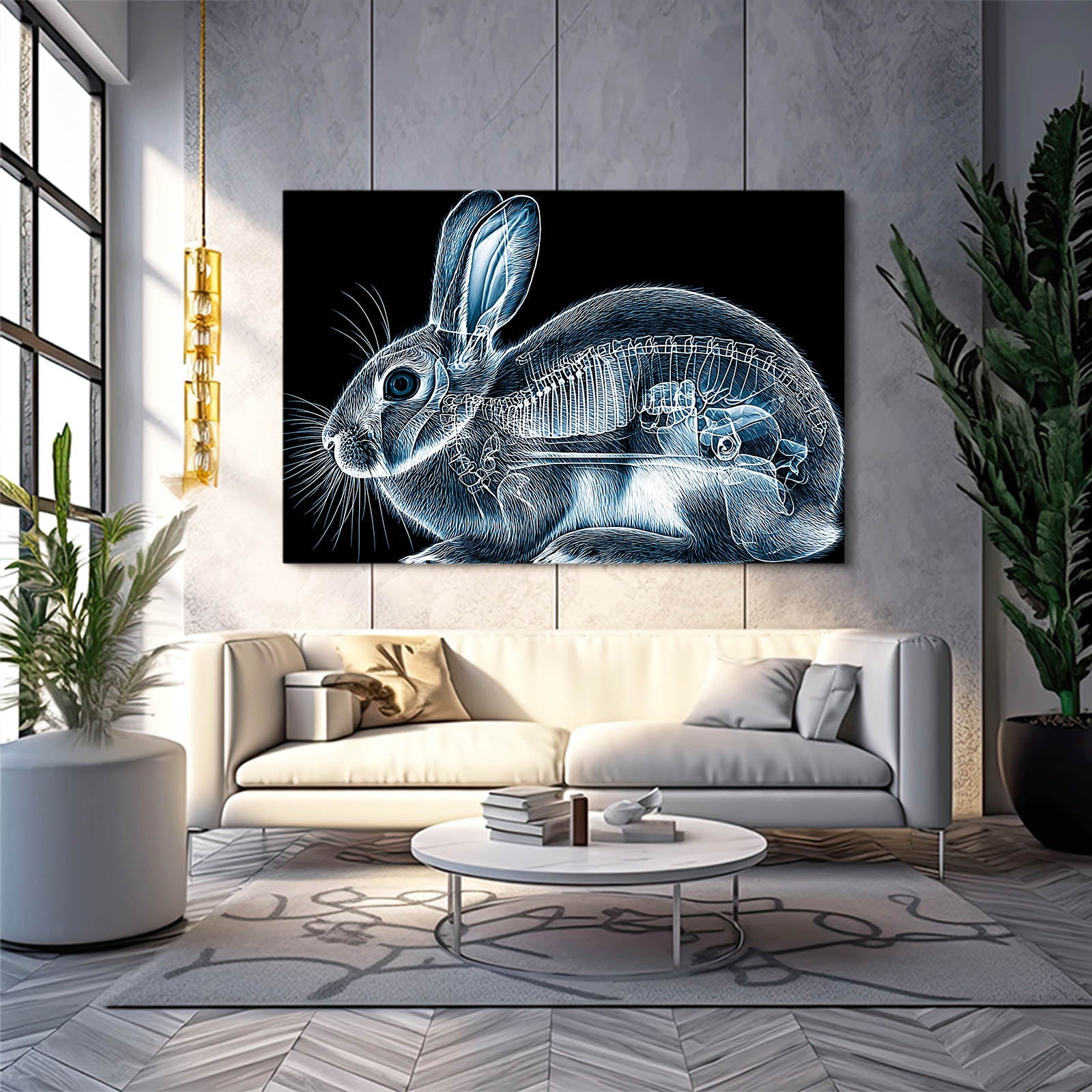 Black Bunny Canvas – angled canvas view on white background