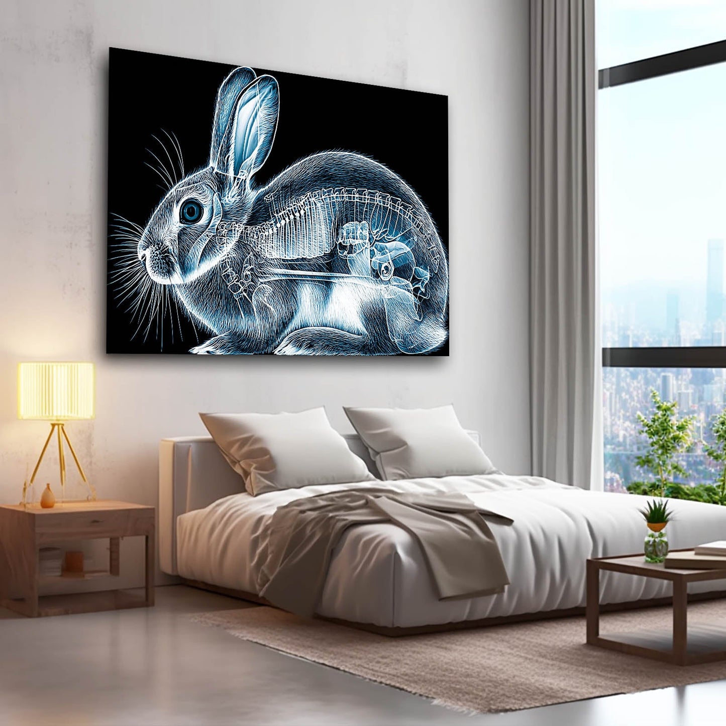 Black Bunny Canvas – angled canvas view on white background