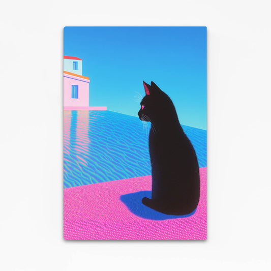 Black Cat by Poolside Cat Art