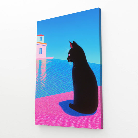 Black Cat by Poolside Cat Art