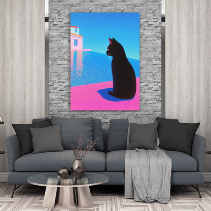 Black Cat by Poolside Cat Art
