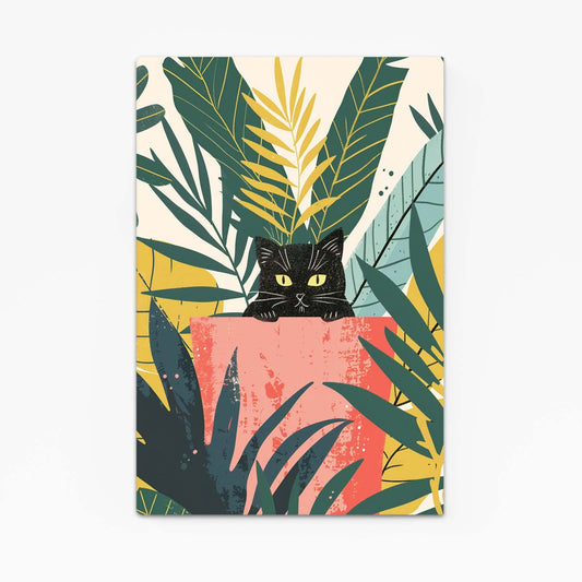 Black Cat in Jungle Pot Art