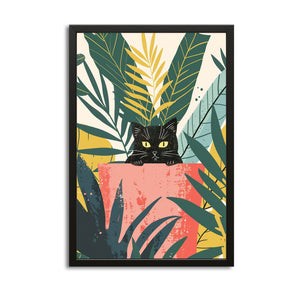Black Cat in Jungle Pot Art