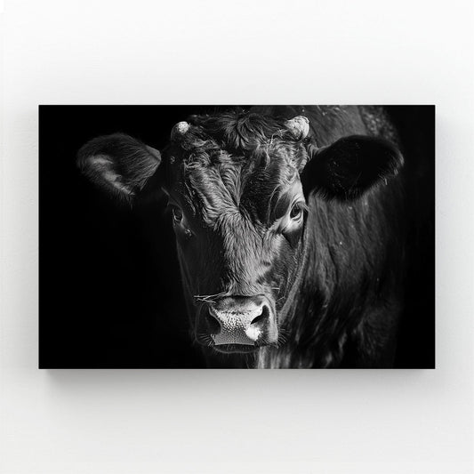 Black Cow Art – angled canvas view on white background