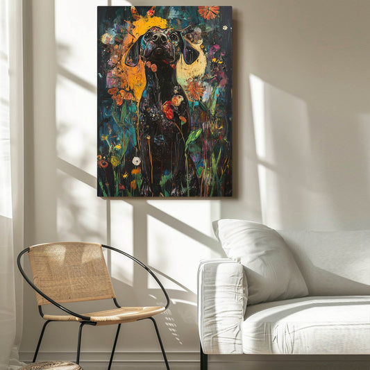 Black Dog Art — abstract canvas print in brown tones, view 3