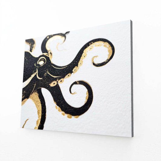 Black Gold Curl Octopus Wall Decor – black gold curl octopus canvas print