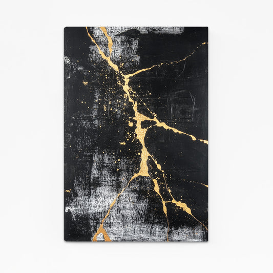 Black Gold Fracture Abstract Canvas – black gold fracture abstract canvas print