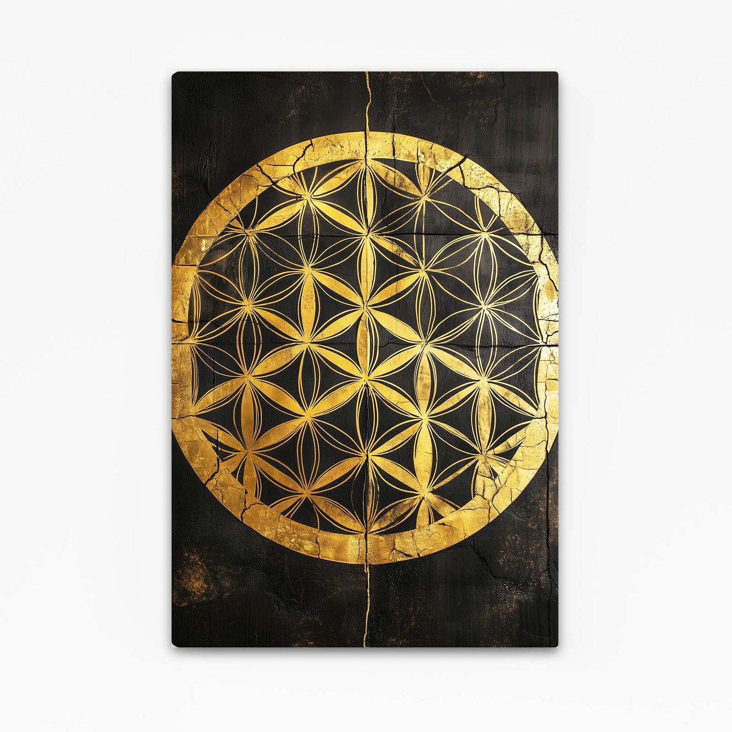 Black Gold Medallion Flower Of Life Wall Decor – black gold medallion flower of life canvas print
