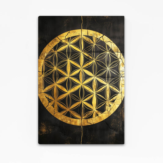 Black Gold Medallion Flower Of Life Wall Decor – black gold medallion flower of life canvas print