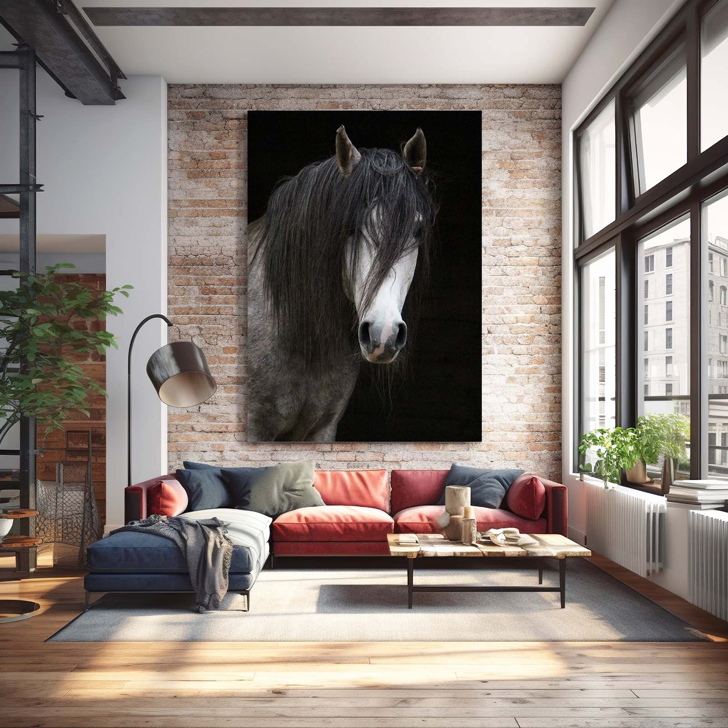 Black Horse Art – angled canvas view on white background