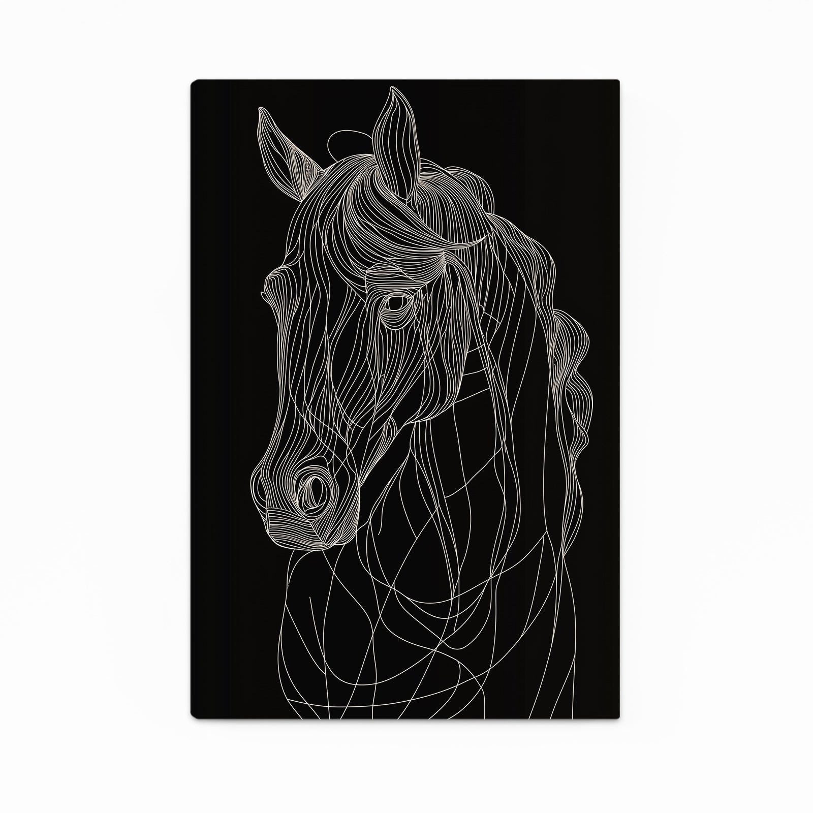 Black Horse Wall Art – angled canvas view on white background