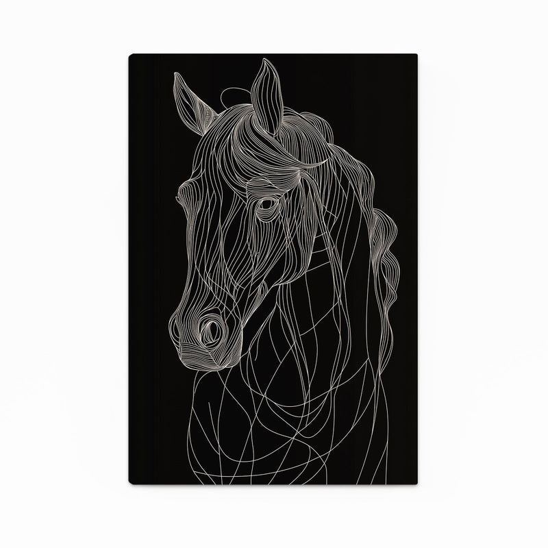 Black Horse Wall Art – angled canvas view on white background