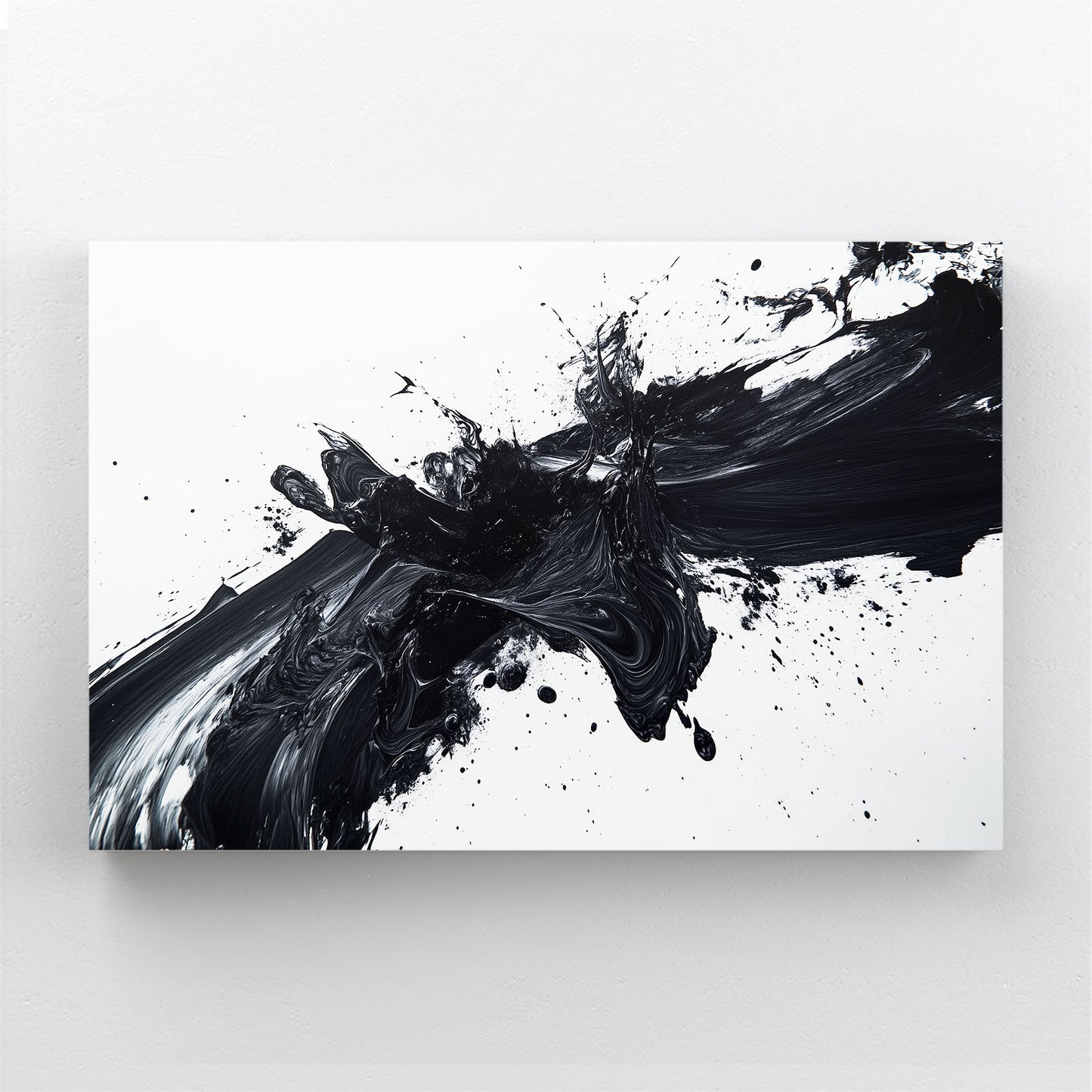 Black Ink Burst Abstract Wall Art – styled in a furnished interior