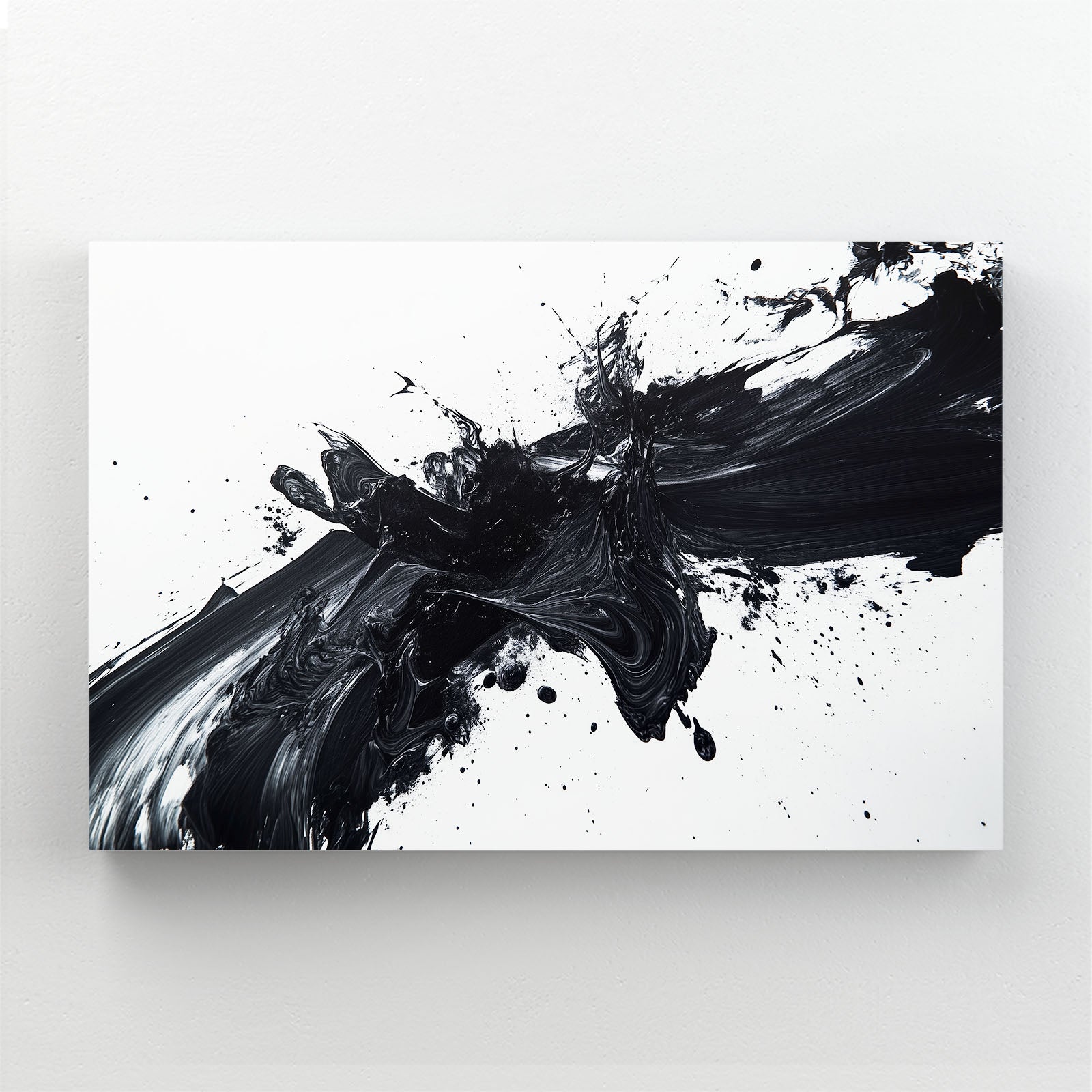 Black Ink Burst Abstract Wall Art – styled in a furnished interior