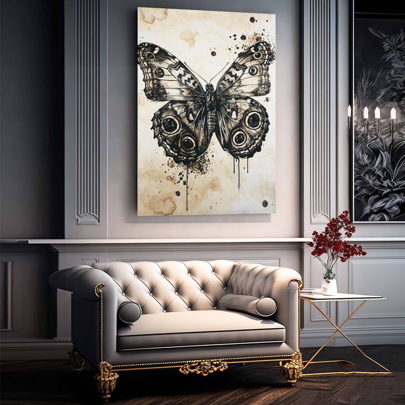 Black Ink Butterfly Wall Art