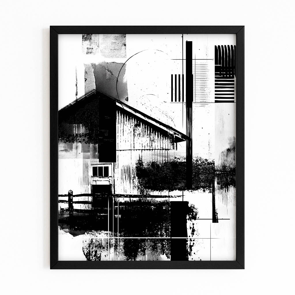 Black Ink Farmhouse Farmhouse Canvas Art – with Premium Black frame on white background