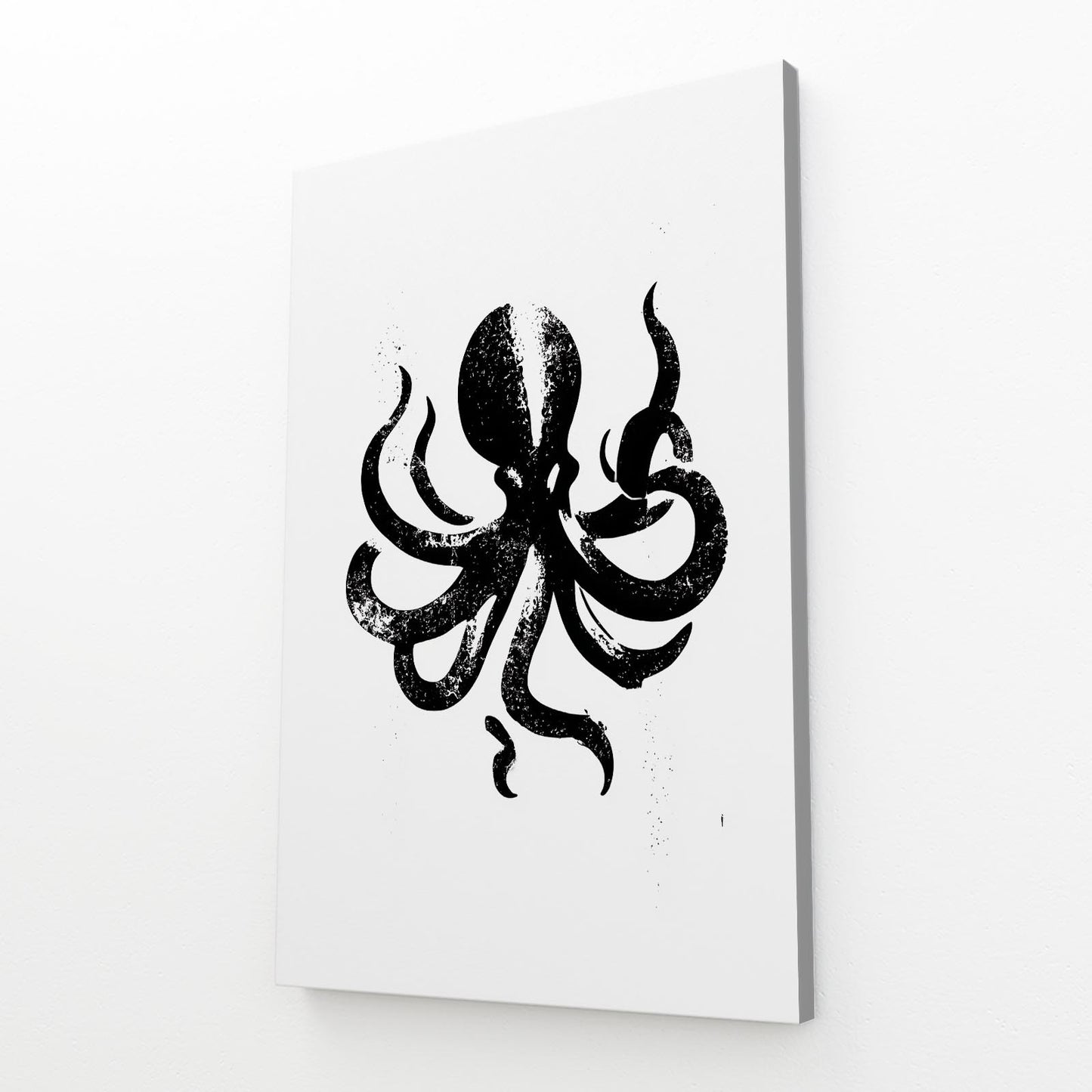 Black Ink Silhouette Octopus Wall Decor – black ink silhouette octopus canvas print