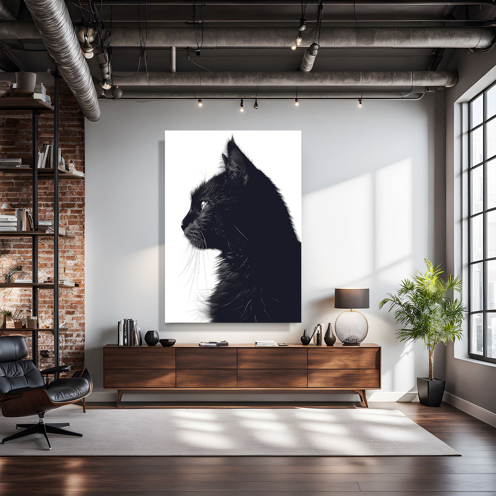 Black Profile Cat Wall Art