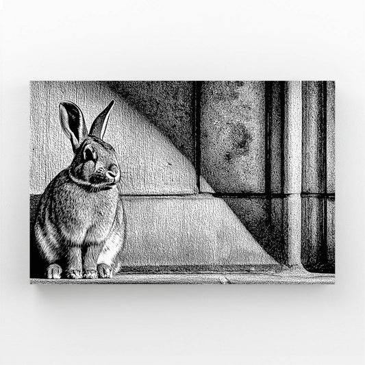 Black Rabbit Canvas Art – angled canvas view on white background