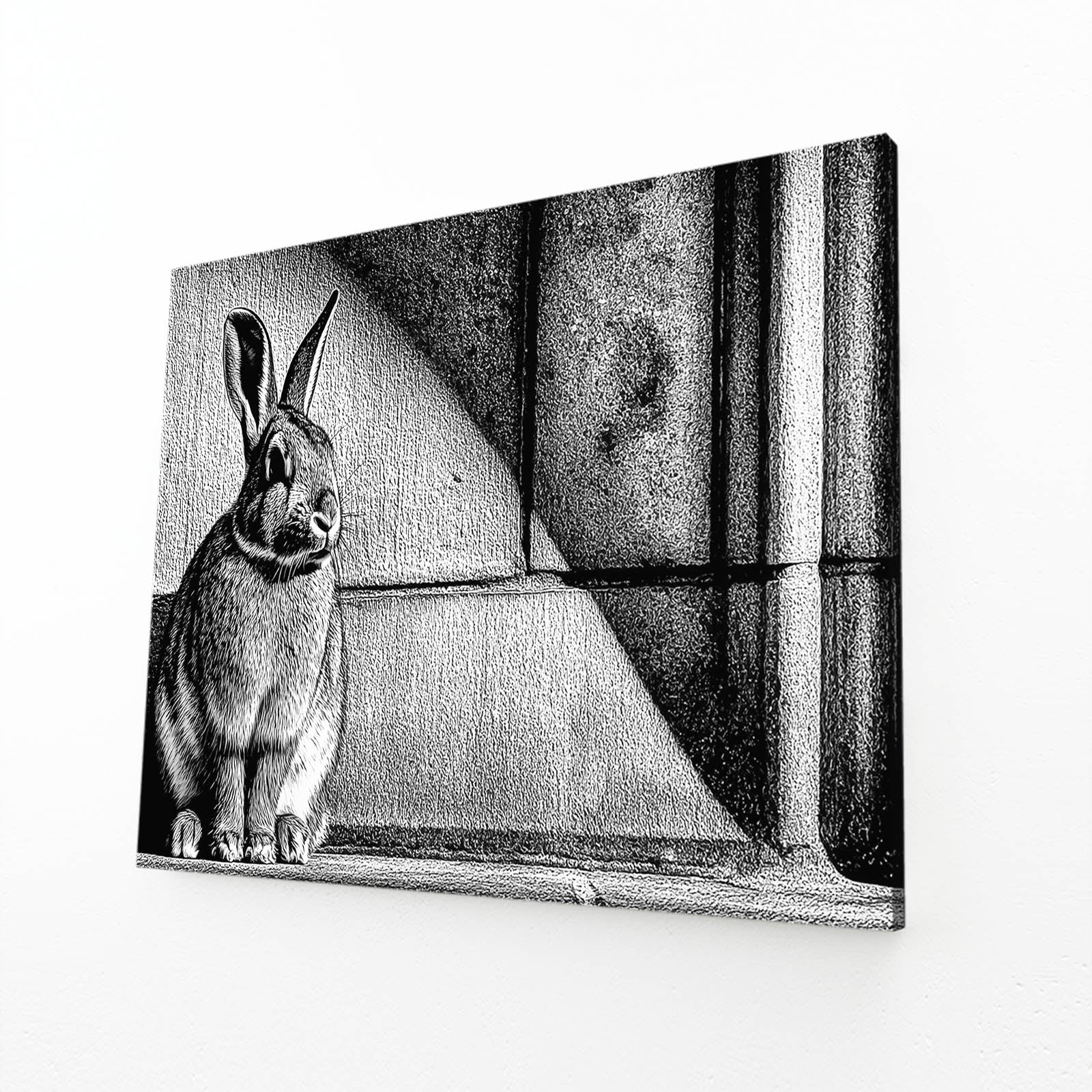 Black Rabbit Canvas Art – angled canvas view on white background