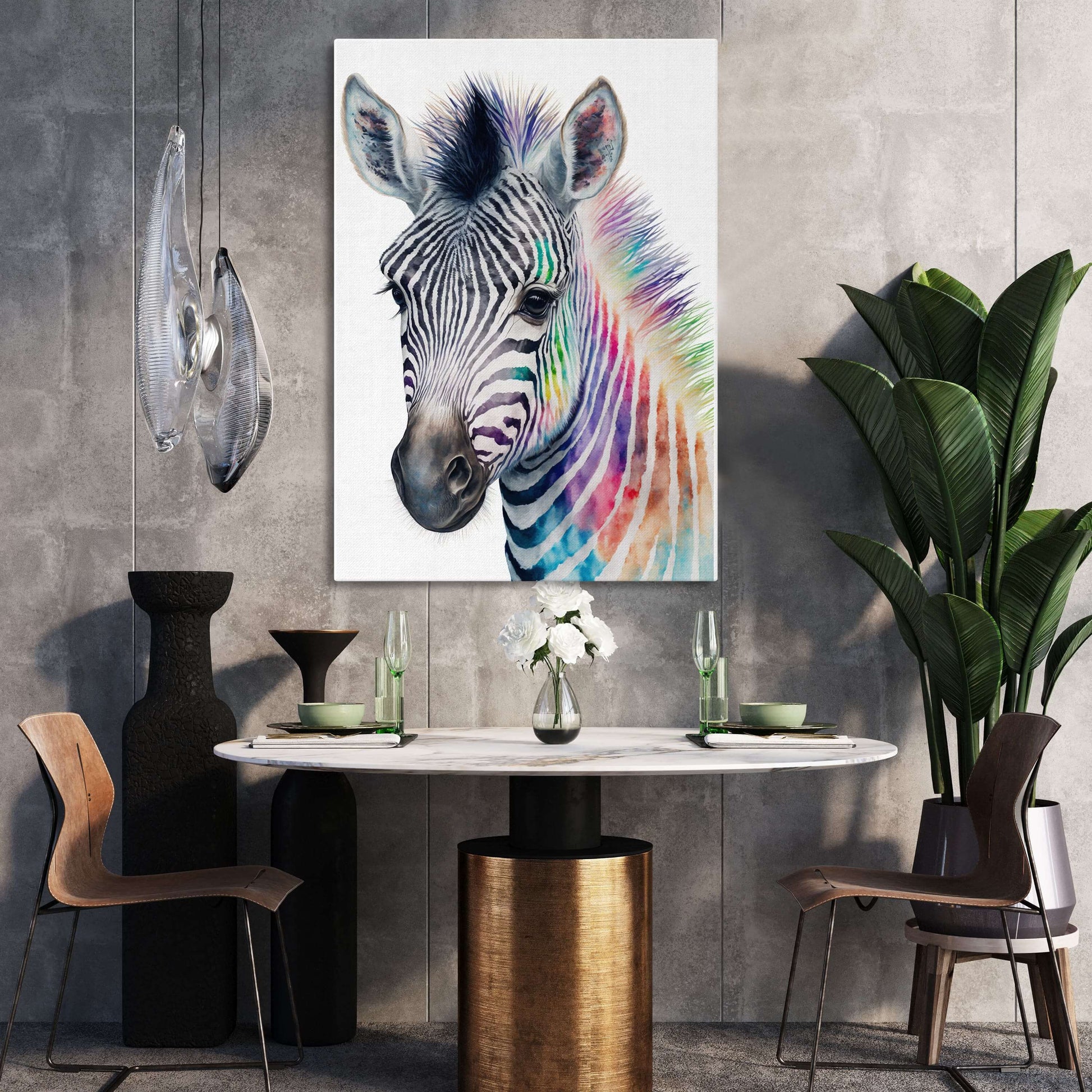 Black White African Zebra Wall Art – styled in a furnished interior