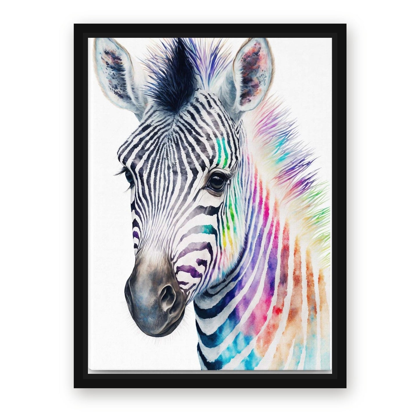 Black White African Zebra Wall Art – with Premium Black wood frame