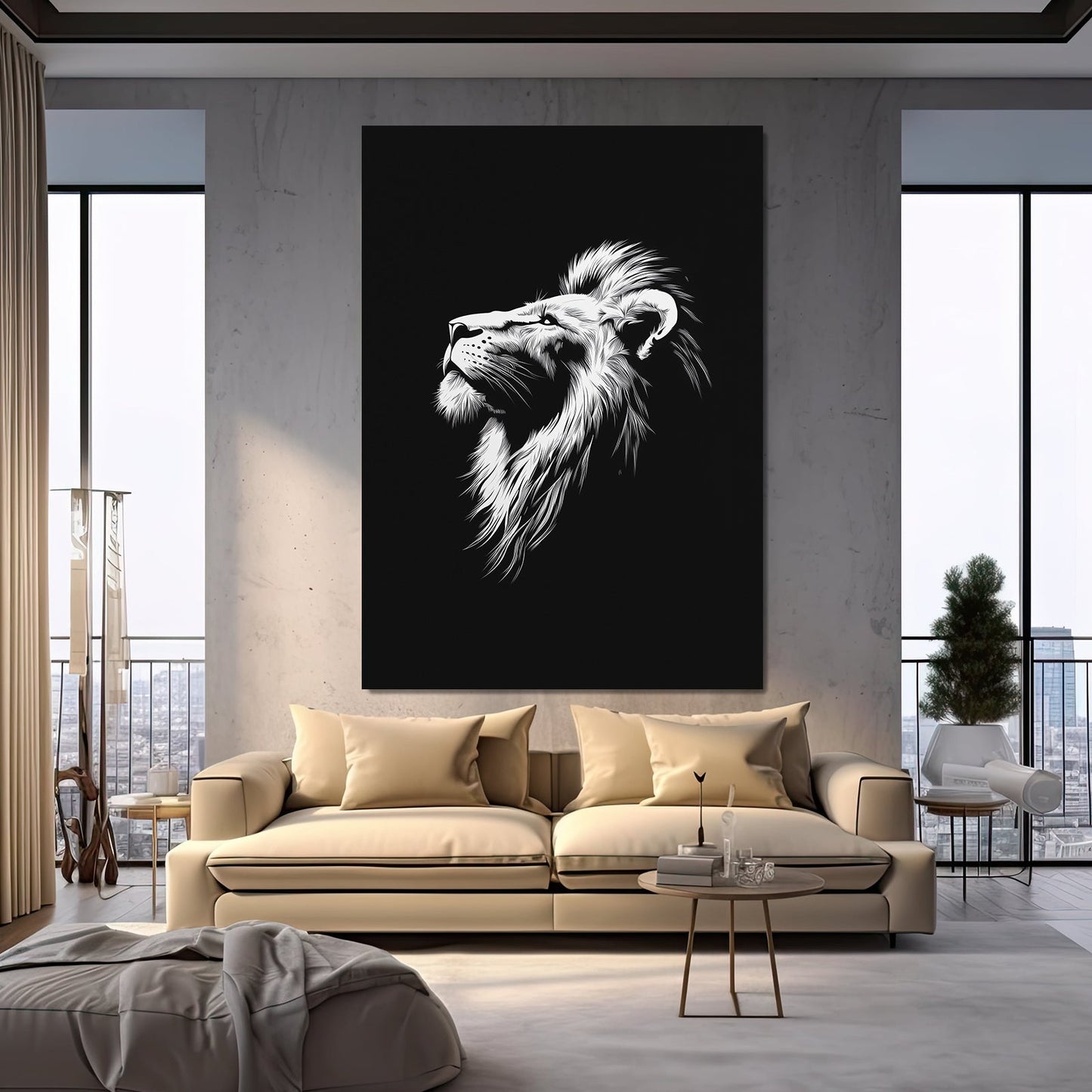 Black White Lion Canvas