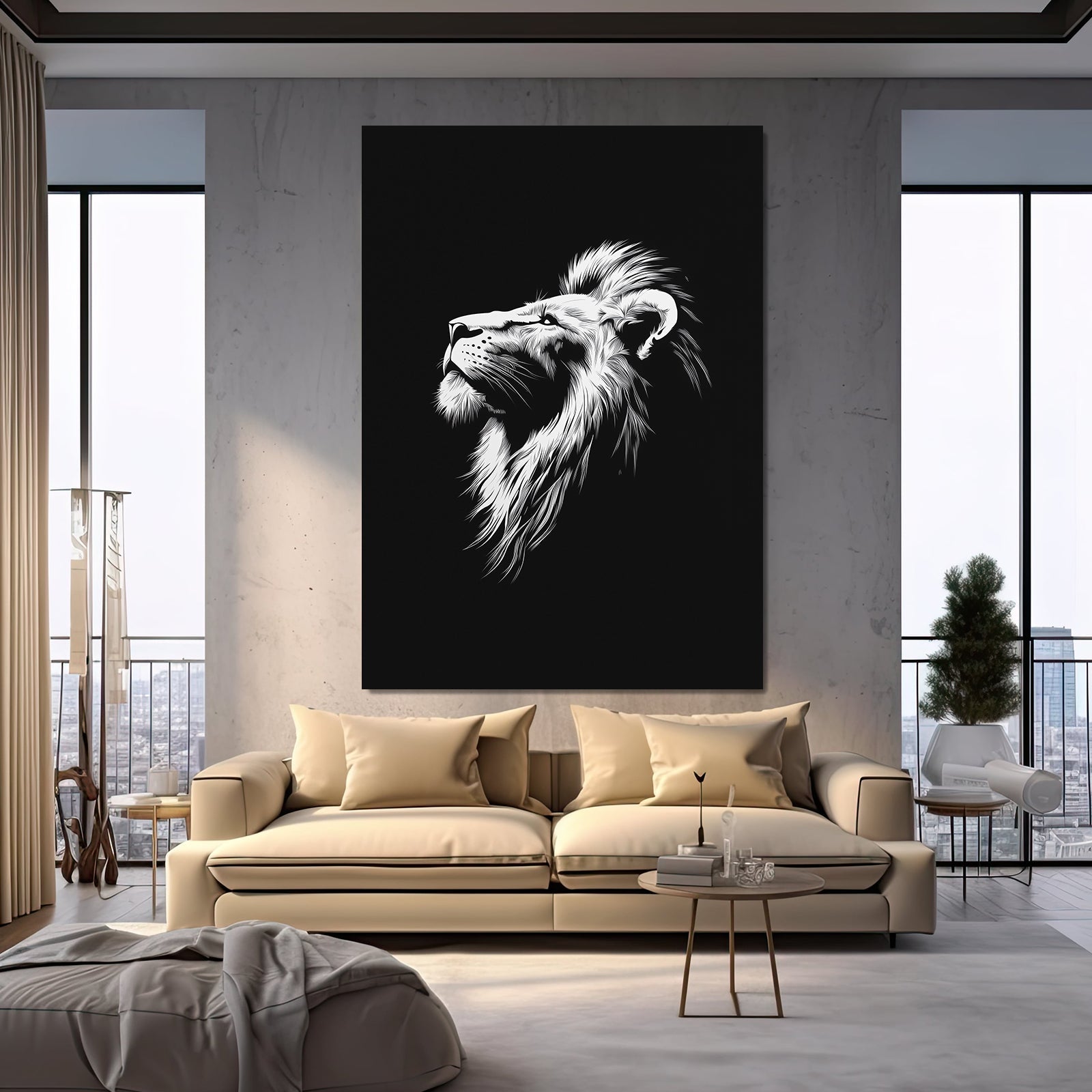 Black White Lion Canvas