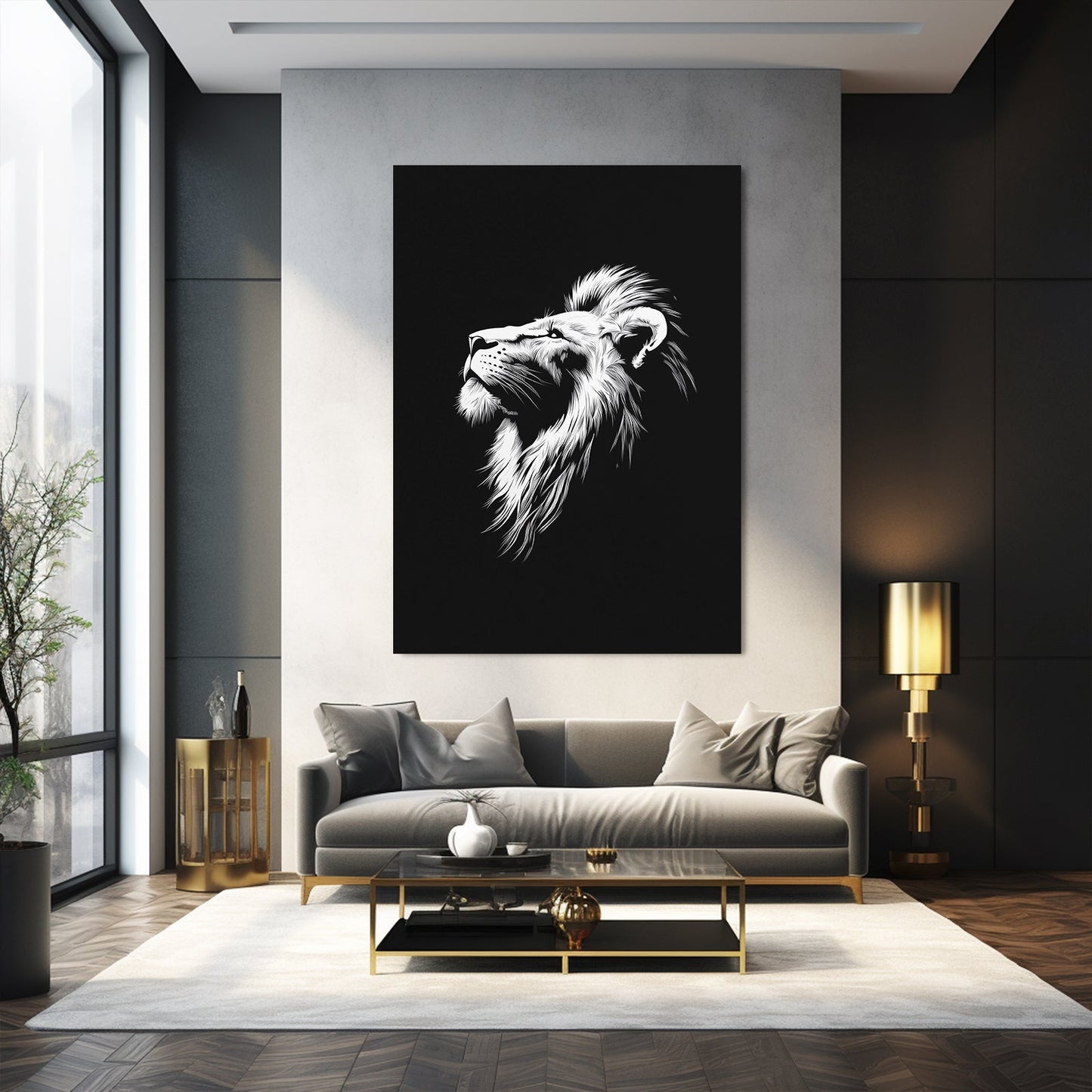 Black White Lion Canvas