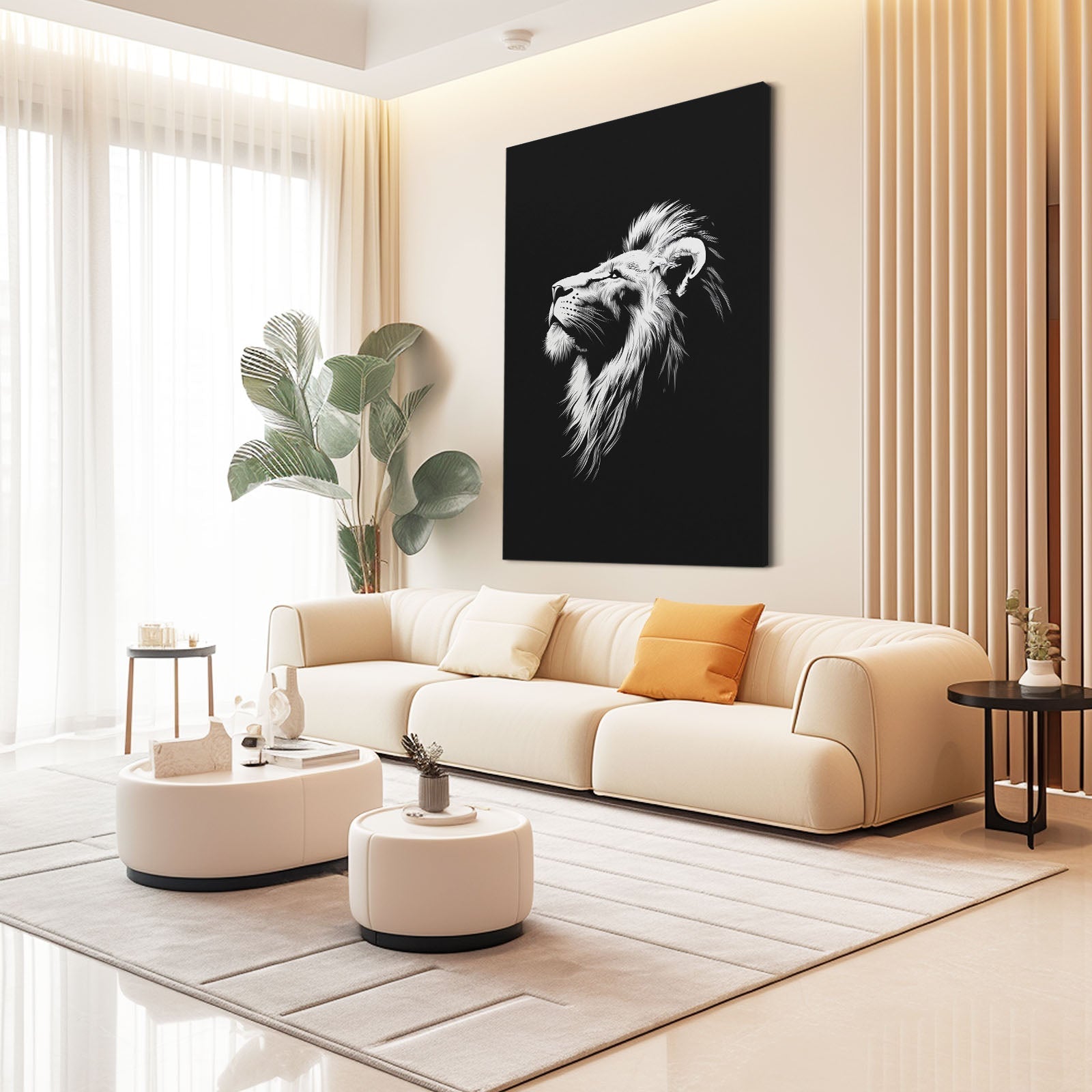 Black White Lion Canvas