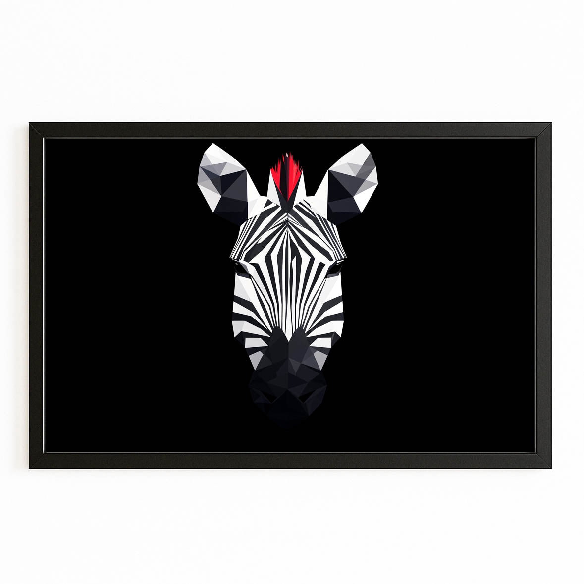 Black White Zebra Art – with Premium Black frame on white background