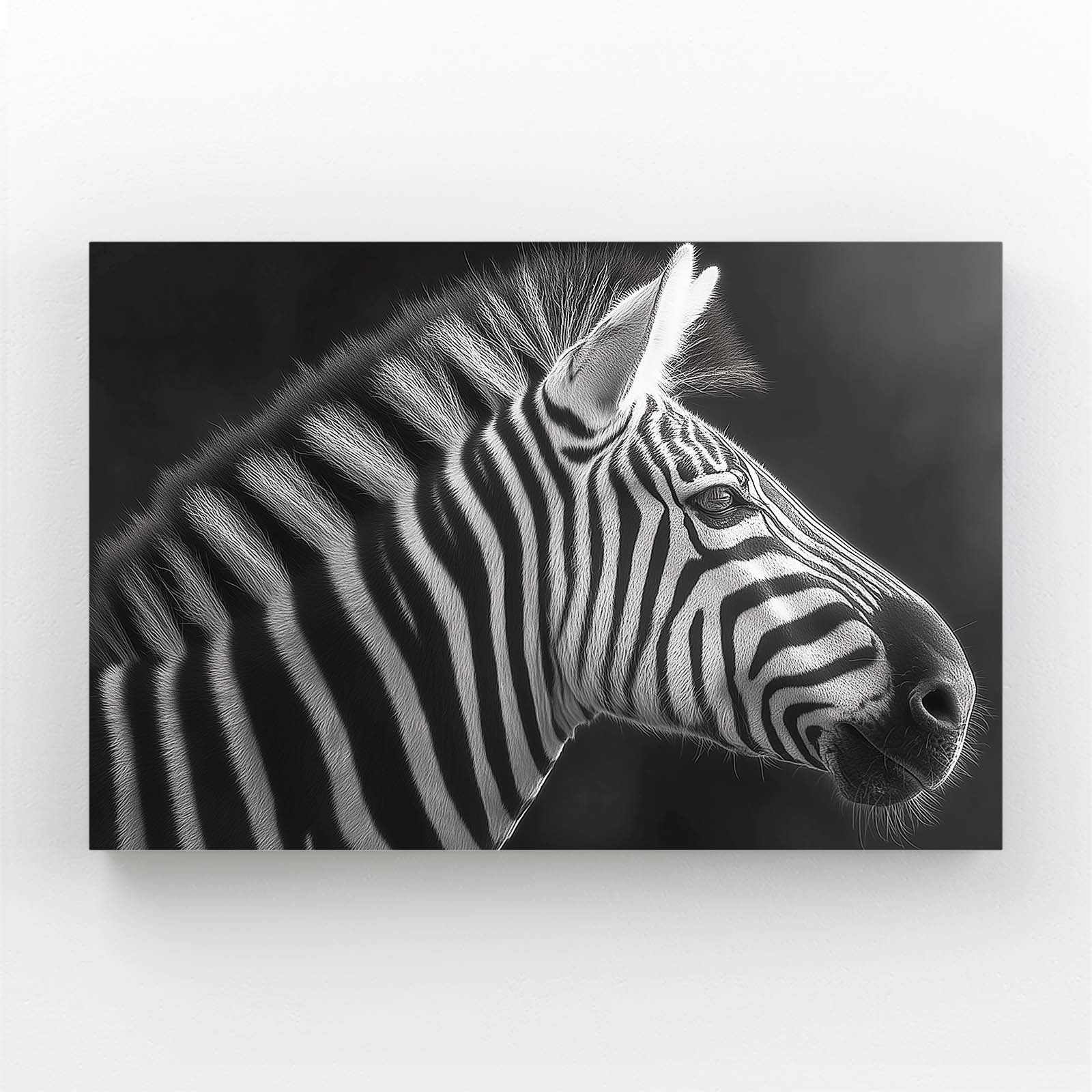 Black White Zebra Canvas Art – styled in a furnished interior
