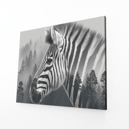 Black White Zebra Canvas – angled canvas view on white background