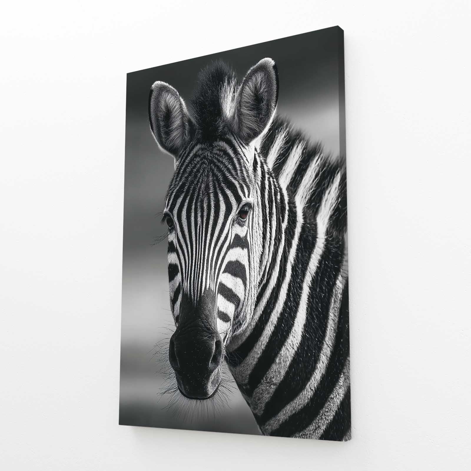 Black White Zebra Prints – angled canvas view on white background