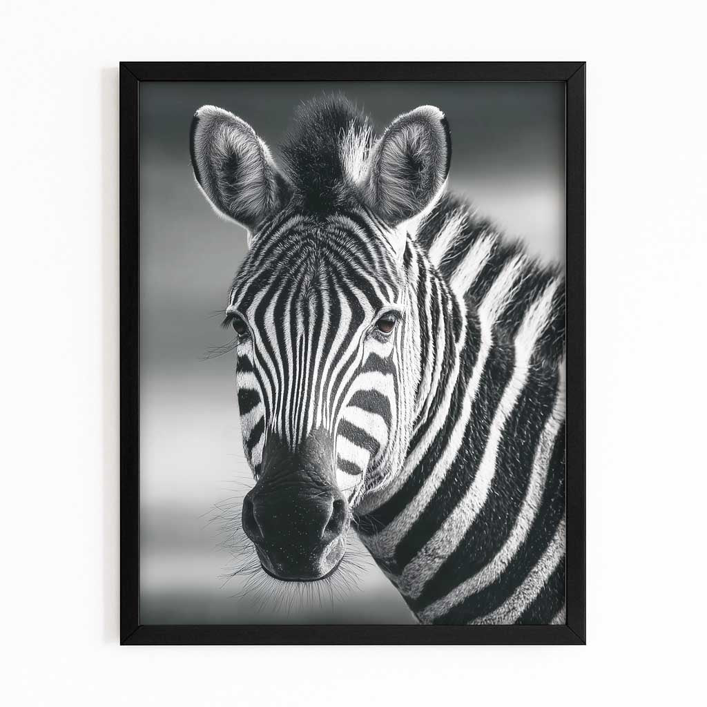 Black White Zebra Prints – with Premium Black frame on white background