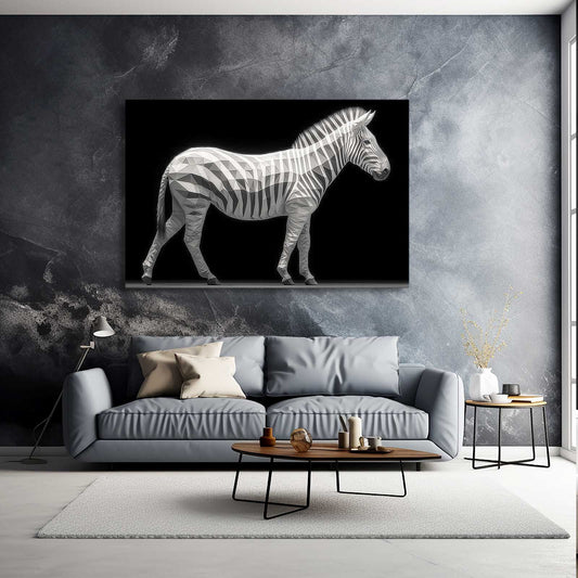 Black White Zebra Wall Art – styled in a furnished interior