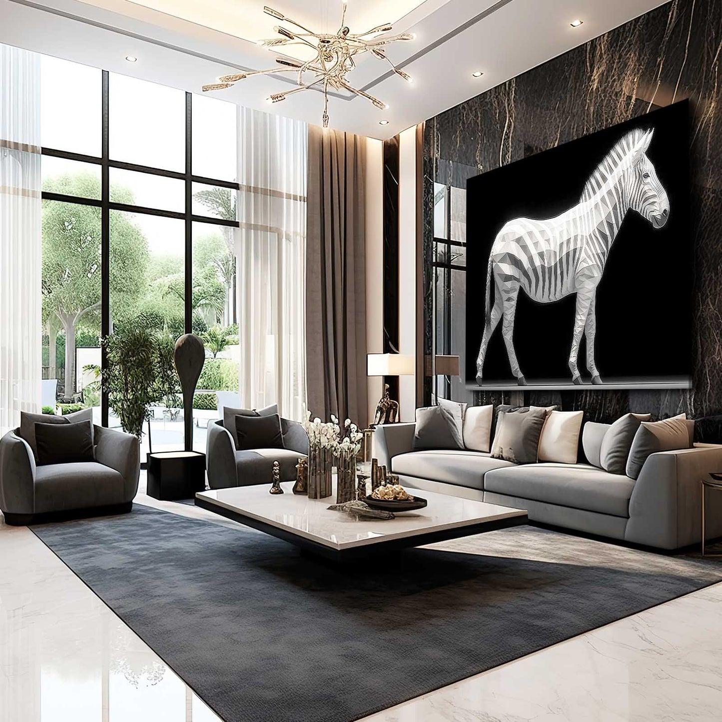 Black White Zebra Wall Art – styled in a furnished interior
