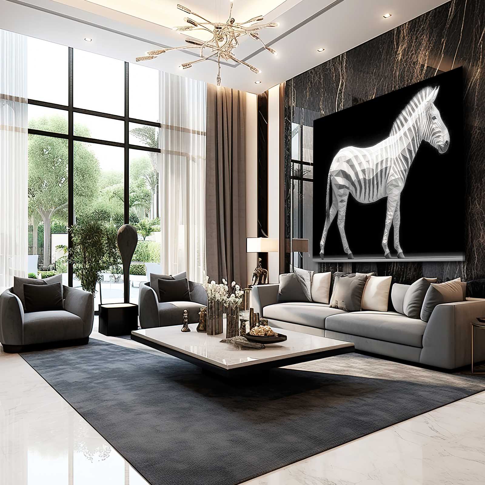 Black White Zebra Wall Art – styled in a furnished interior